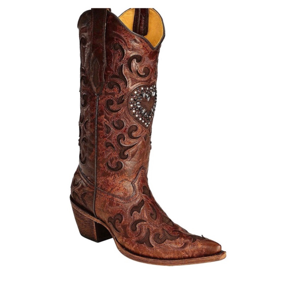 Corral crystal heart boots